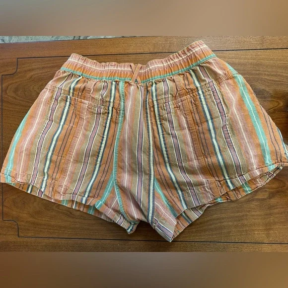 Free People Kahuna Harem Shorts XS Orange Stripe Boho Festival Cotton - Picture 4 of 11